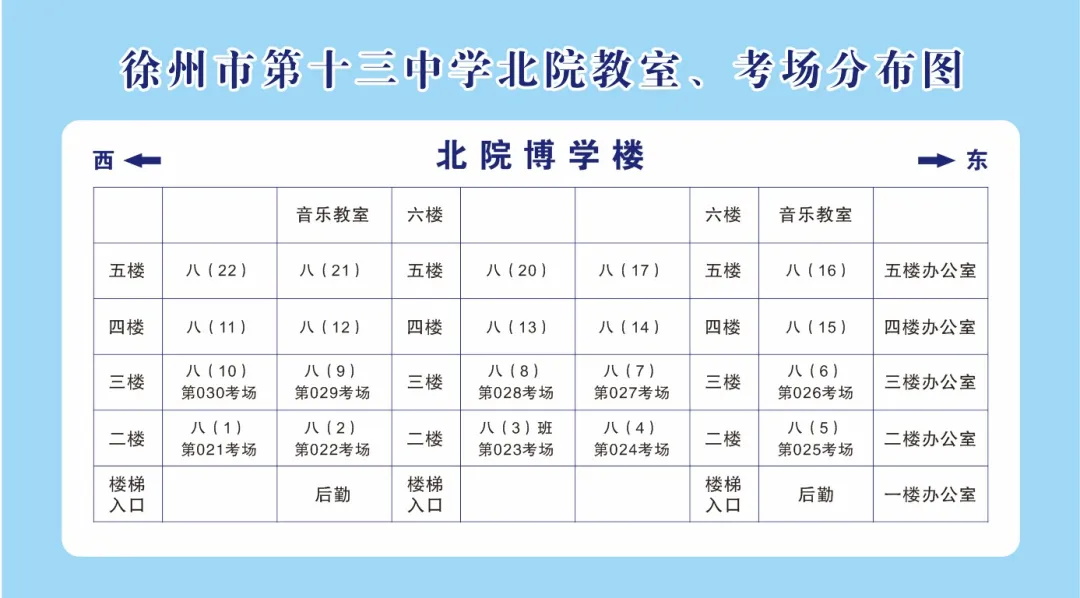 徐州自考第十三中学考场分布